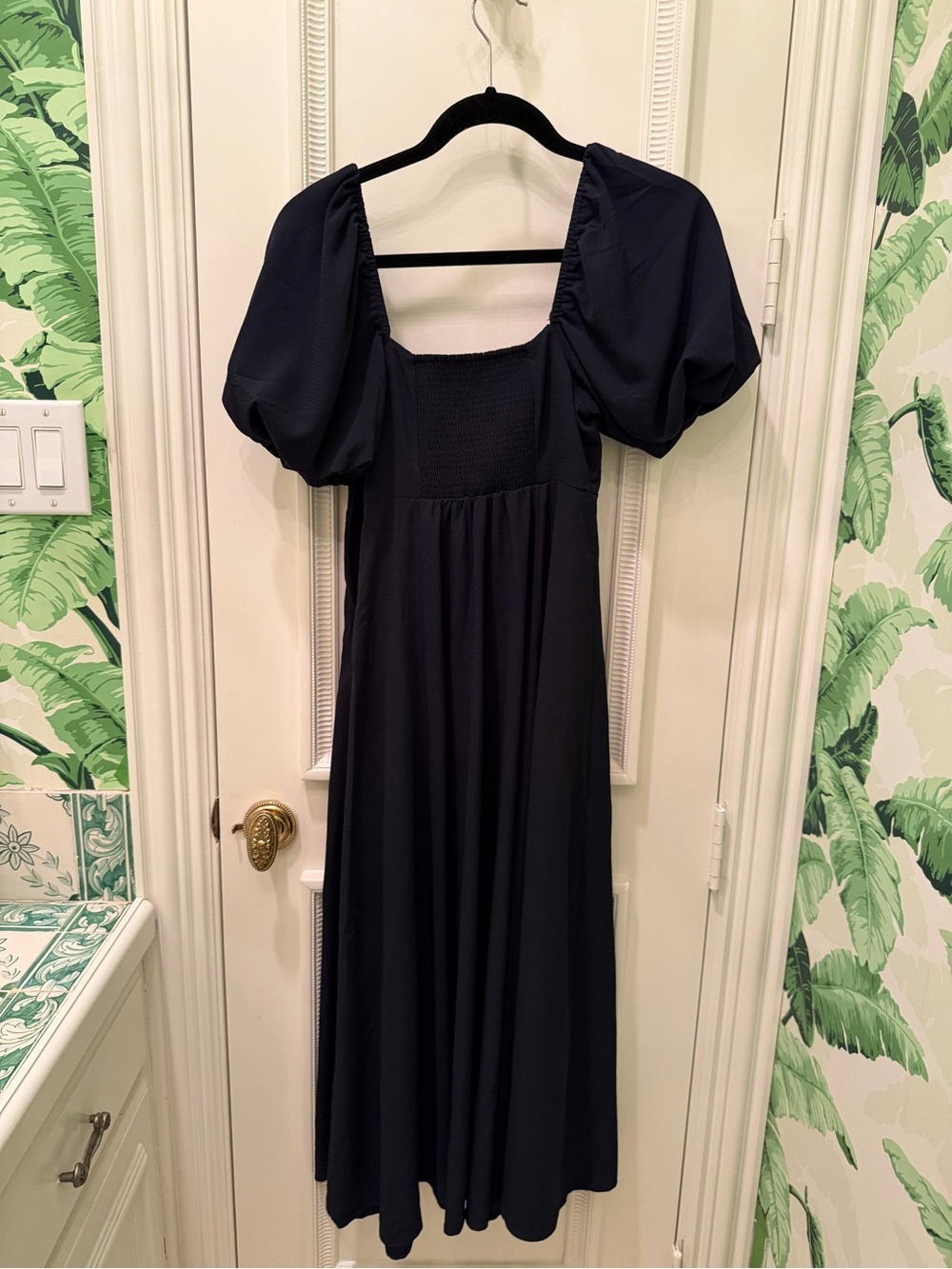 Hill House Home Black Matilda Midi Dress with Puff Sleeves Size XS - Picture 8 of 9